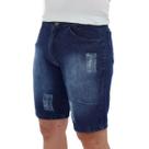 Bermuda Jeans Masculina Básica Lavagem Escura Detalhes Puídos Moda Premium Bermuda Jeans Masculina Básica Lavagem Escura Detalhes Puídos Moda Premium