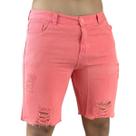 Bermuda Jeans Masculina com Detalhes Destroyed Coral