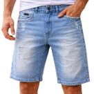 Bermuda Jeans Masculina EK Jeans 100 Algodão Lavagem Estonada Casual Dia a Dia