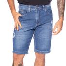 Bermuda Jeans Masculina Max Denim Puídos Azul