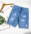 Bermuda jeans masculina rasgada