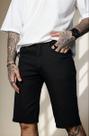 Bermuda Jeans Preto Masc Desfiado Na Barra Com Bolsos 951191