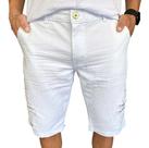 Bermuda Jeans Rasgada Branca Masculina