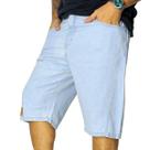 Bermuda Jeans Refen Balão Delavê Bordado Hip Hop Cor:AzulTamanho:46