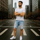 Bermuda Jeans SKINNY RASGADA Masculina Casual Slim 472 Bermuda Jeans SKINNY RASGADA Masculina Casual Slim 472