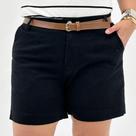 Bermuda Malwee Plus Size Meia Coxa em Sarja com Cinto Feminina
