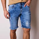 Bermuda Masculina Jeans Barra Desfiada e Puídos Premium Top Bermuda Masculina Jeans Barra Desfiada e Puídos Premium Top