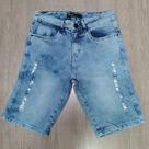 Bermuda Masculina Jeans Escuro Rasgado Vertical Stratch Moda
