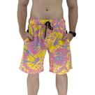 Bermuda Masculina Moletom MXD Conceito Limitada Tie Dye Rosa e Amarelo