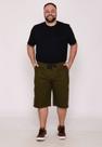 Bermuda Masculina Plus Size Sarja Verde Musgo com Elástico
