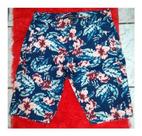Bermuda Masculina Sarja Estampada Floral Com Bolso