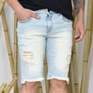 Bermuda Masculina Slim Jeans Rasgado Stratch Clara Premium