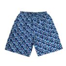 Bermuda Masculina Tactel Com Cós Elástico Azul Estampada G1 Ao G7 Plus Size