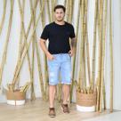 Bermuda Masculina Top Puidos Rasgados Stratch Barra Desfiada Bermuda Masculina Top Puidos Rasgados Stratch Barra Desfiada