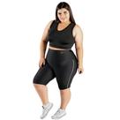 Bermuda Modeladora Suplex com Faixa Plus Size Fitness Feminino Catwalk Preto