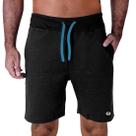 Bermuda Moletom Masculina Com Bolsos Laterais Cós Alto Cordão Azul