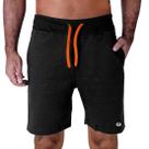 Bermuda Moletom Masculina Com Bolsos Laterais Cós Alto Cordão Laranja