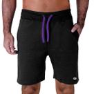 Bermuda Moletom Masculina Com Bolsos Laterais Cós Alto Cordão Roxo
