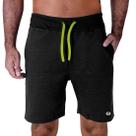 Bermuda Moletom Masculina Com Bolsos Laterais Cós Alto Cordão Verde Neon
