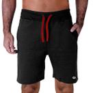 Bermuda Moletom Masculina Com Bolsos Laterais Cós Alto Cordão Vermelho Bermuda Moletom Masculina Com Bolsos Laterais Cós Alto Cordão Vermelho