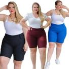 Bermuda Plus Size Modeladora Cotton Jeans Cós Alto 46 Ao 56 Moda Praia