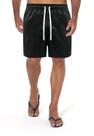 Bermuda Praia Masculina Tactel Preta Com Cordão Branco