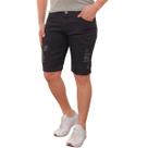 Bermuda Preta Masculina Casual Sarja Premium Com Puídos e Com Detalhes Laterais Bermuda Preta Masculina Casual Sarja Premium Com Puídos e Com Detalhes Laterais