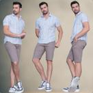 Bermuda Sarja Masculino Social Slim Com Elastano Premium -