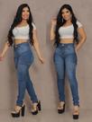 Bermuda Short Taiga Jeans Feminino Plus Size Cintura Alta Barra Dobrada Escura Lycra/Elastano Bermuda Short Taiga Jeans Feminino Plus Size Cintura Alta Barra Dobrada Escura Lycra/Elastano