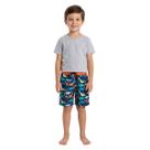 Bermuda Shorts Dinossauro Infantil Estampado Kids Tip Top - Azul Marinho - 4