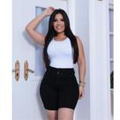Bermuda Shorts jeans feminino meia coxa com lycra em três Cores Preto,branco e Lavagen Escura