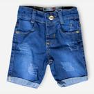 Bermuda Shorts Jeans Infantil Masculino Azul Elastano 1 a 3 Anos
