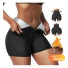 Bermuda Shorts Modelador Efeito Sauna Preto Térmico Cintura Alta para Treino e Modelar Corpo