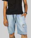 Bermuda Your Face Cargo Jeans Delave - Azul
