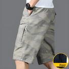 Bermudas Cargo Masculinas De Algodão Soltas Com Bolsos Com Zíper, Casuais, Para Trabalho, Na Altura Bermudas Cargo Masculinas De Algodão Soltas Com Bolsos Com Zíper, Casuais, Para Trabalho, Na Altura