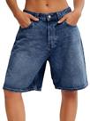 Bermudas Tankaneo Baggy Denim de cintura alta para mulheres Bermudas Tankaneo Baggy Denim de cintura alta para mulheres
