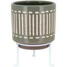 Bernan Cachepô 20X14X14Cm Cerâmica Cinza Com Suporte Bernan Cachepô 20X14X14Cm Cerâmica Cinza Com Suporte