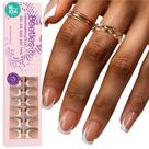 Besouros Press on Nails, ponta francesa, curta, quadrada, marrom, 224 unidades