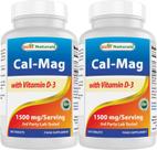 Best Naturals Suplemento de Calcio y Magnesio con Vitamina D3 1500 mg