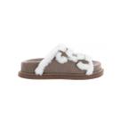 Beth - Papete Flatform Cinza Capry com Pelos