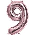 Bexiga Balão Metalizado 16 Polegadas 40cm Rosé Gold Número 9