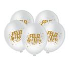 Bexiga Balões Feliz Ano Novo Branco E Dourado No8 - 20 Unid.