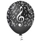 Bexiga Fantasia Notas Musicais 10" Preto com Branco Pic Pic 25 Unidades
