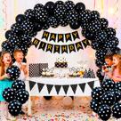 Bexigas Balão N9 Decoração Preto com Bolinhas brancas 25/200