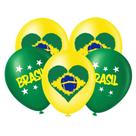 Bexigas Balões Nº 8 Brasil Verde e Amarelo Copa - 20 Unid