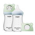 Biberón de Vidrio Natural yanyoyo para Bebés Lactantes, Anticólicos de 8 oz con Tetina de Respuesta Natural (M), Transparente, Cuello Ancho, Paquete de 2, desde 3 Meses