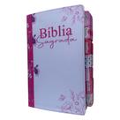 Biblia ARC Flor Lírios Rosa com Abas adesivas coladas borda floral - Harpa e indice Biblia ARC Flor Lírios Rosa com Abas adesivas coladas borda floral - Harpa e indice