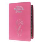 Bíblia de estudo da mulher sábia capa de luxo magnólia rosa com índice full color