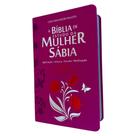 Bíblia de estudo da Mulher sábia Pink RC com Harpa capa couro bond