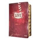 Bíblia de estudo live nvi capa estampada vermelha com índice